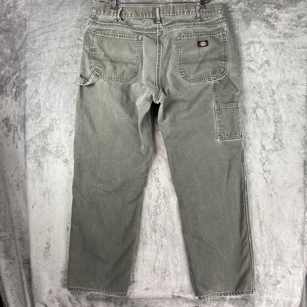 Dickies Pants Mens Size 38x32 (fit 37x30) Green Canvas Carpenter Skater Grunge - Picture 1 of 16
